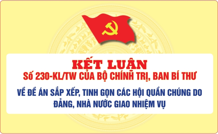 Kết luận số 230-KL/TW của Bộ Chính trị, Ban Bí thư về Đề án sắp xếp, tinh gọn các hội quần chúng do Đảng, Nhà nước giao nhiệm vụ